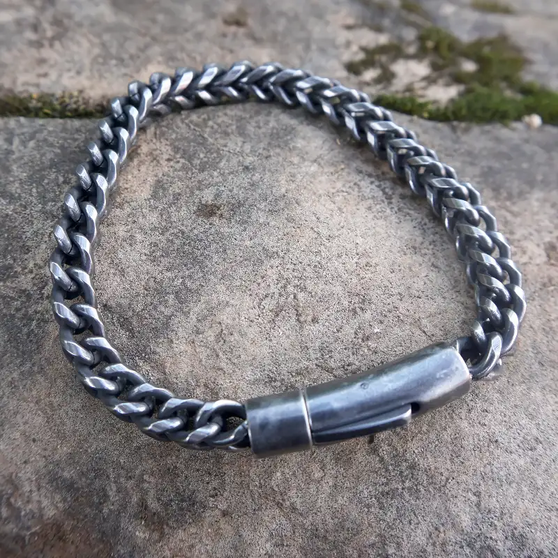 DFWY Pulsera De Vikingo Para Hombres Acero Inoxidable Lobo Head Nordic