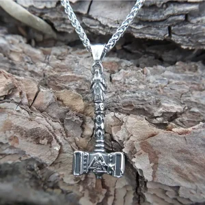 Colgante de acero Martillo de Thor - Mjölnir y Valknut: Amuleto Vikingo de Protección