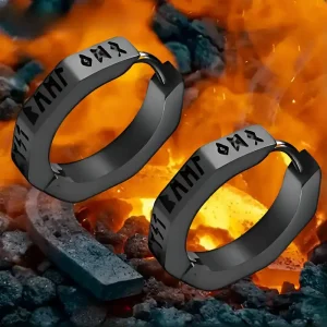 Pendientes vikingos de acero inoxidable con runas nórdicas