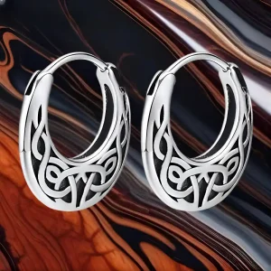 Pendientes de aro con nudo vikingo: Acero inoxidable